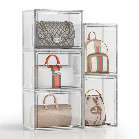 5 Pack Purse Organizer for Closet, Handbag Storage Organizer Stackable Display