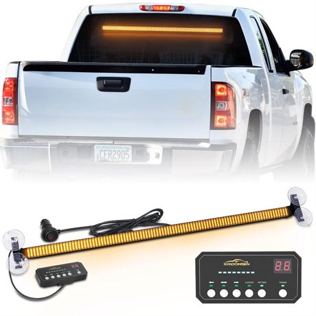 XRIDONSEN 35 inch Traffic Advisor Amber Light Bar 144 LED Rear Window Strobe