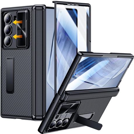 Temdan for Samsung Galaxy Z Fold 6 Case with [Slide Lens Cover][Built-in Screen