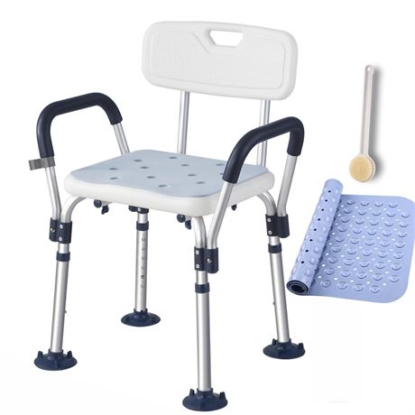 Shower Chair for Elderly and Disabled, Medical Shower Chair with Arms and Back,