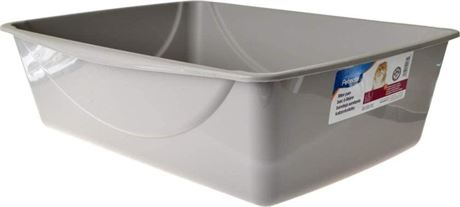 Petmate Basic Open Top Cat Litter Pan Plastic Cat Litter Box  Jumbo  Grey