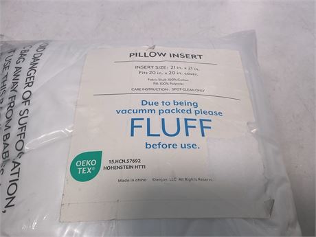 Pillow insert 21in ches by 21 inches