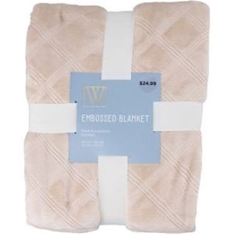 Wayland Square Embossed Plush Blanket, Cream, 90 X 90 in | CVS