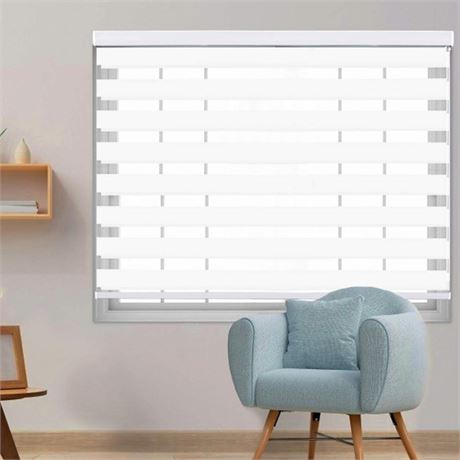 LUCKUP Zebra Blinds for Window Dual Roller Shades with Valance Cover Day and