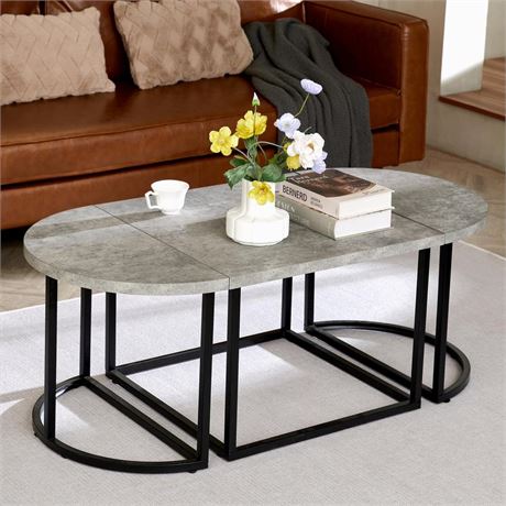 Netstar Coffee Tables for Living Room, Small Round Coffee Table with Storage,