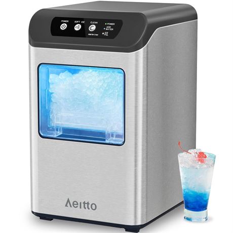 Aeitto Nugget Ice Maker Countertop, 55 lbs/Day, Chewable Ice Maker, Rapid Ice