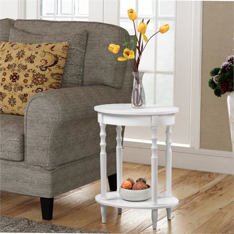 Convenience Concepts Classic Accents Brandi Oval End Table with Shelf  White