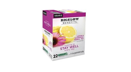 Bigelow Benefits Lemon & Echinacea Herbal Tea K-Cup Pods, 88 Count