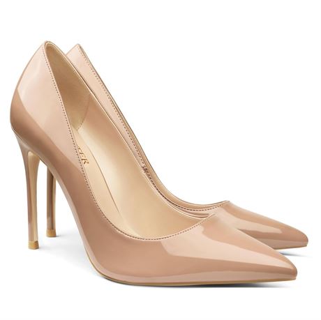 COLETER Women's 4 Inch Pumps Pointy Toe Wedding Dress Shoes Slip on Stiletto