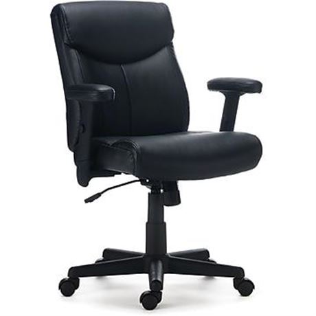 Staples Traymore Ergonomic Faux Leather Swivel Computer and Desk Chair, Black