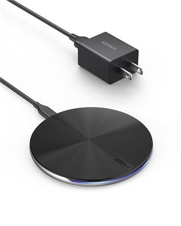 Anker PowerWave Pad Lite+ Wireless Charging Pad with Power Adapter, 5W - Black