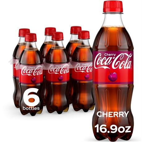 Coca-Cola Cherry Soda Pop Bottles, 16.9 fl oz, 6 Pack (2 6pks)