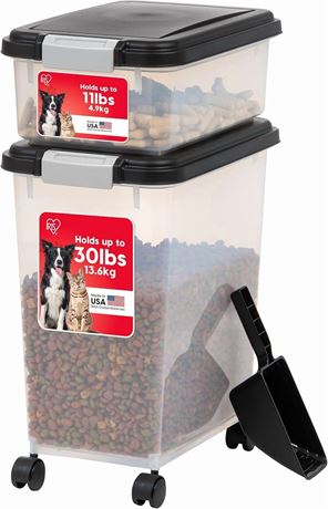 IRIS USA IRIS 30 Lbs & 11 Lbs Combo Airtight Dog Food Storage Container,
