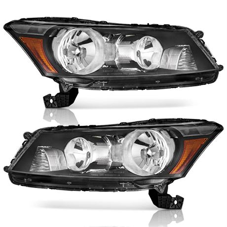 WEELMOTO Headlights Assembly Pair For 2008-2012 Honda Accord 4Dr,Replacement