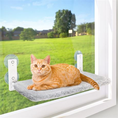 AMOSIJOY Cordless Cat Window Perch, Cat Hammock for Wall with 5 Suction Cups,