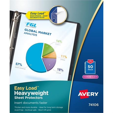 Avery Heavyweight Diamond Clear Sheet Protectors, 8.5" x 11", Acid-Free,