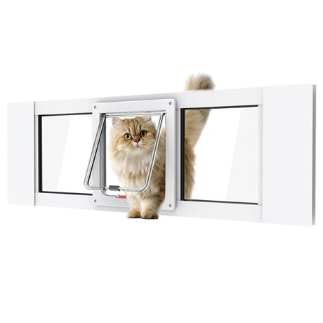 Aluminum Cat Door for Windows - Adjustable to Fit Window Width 32"-36",