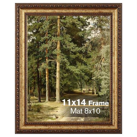 11x14 Gold Picture Frame, Ornate Vintage Picture Frames for Wall or Tabletop