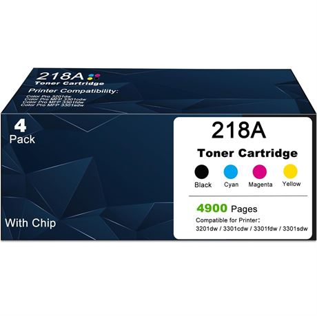 218A Toner Cartridges Combo Pack Compatible Replacement for HP 218A for Color
