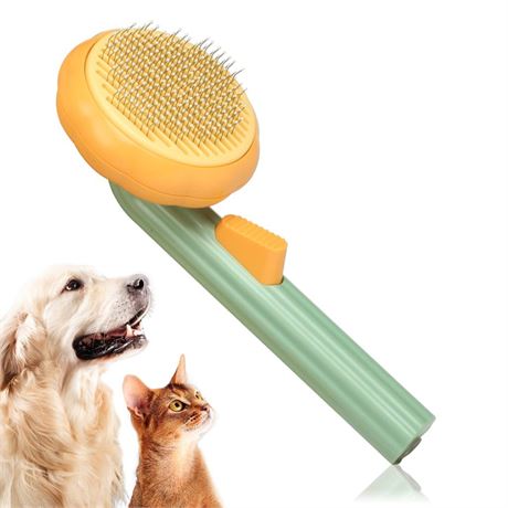 Pumpkin Self-Cleaning Slicker Brush for Dogs, Cats, and Rabbits, Orange, All