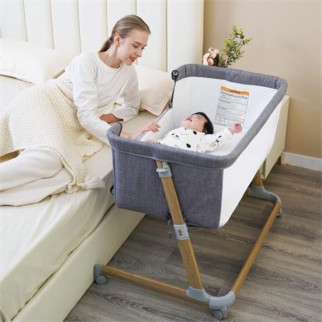 Pamo Babe Baby Bassinet Bedside Sleeper For Newborn Bed Crib With Breathable