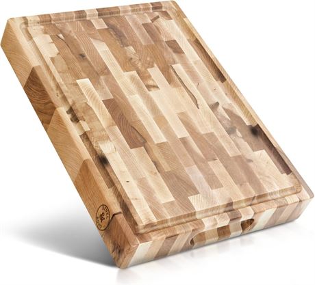 Maple End-Grain Cutting Board – Made in USA – 17” x 13” x 1.75” (10 lbs) -