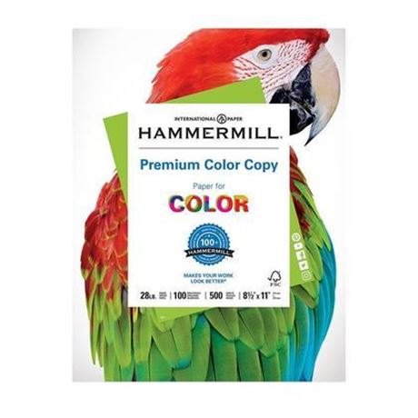 HAM106125 Color Paper- 28 Lb.- 12in.x18in.- 100 Bright- 500SH-RM- White