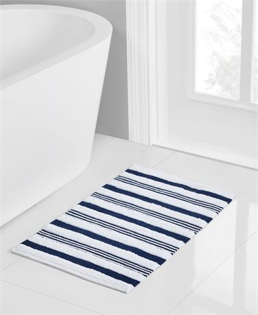 Seventh Studio Stripe Tufted Cotton Bath Rug, 20" X 30" - Navy/ 2 rugs