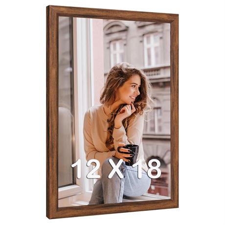 12x18 Wood Frame Brown, Rustic Natural Wooden 18x12in Poster Picture Frame,