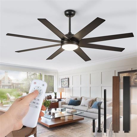 Ceiling Fans with Lights, 72 inch Large Ceiling Fan with Light and Remote,