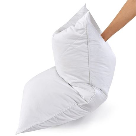 Three Geese Pack of 2 White Goose Feather Bed Pillows King Size- Soft 600