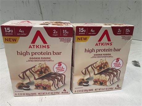 Atkins High Protein Bars, Cookie Fusion Flavor Low Sugar, Keto - 15g Protein -