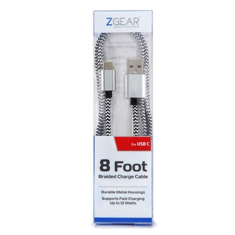 Zgear, Braided Data Cable USB-C 8FT