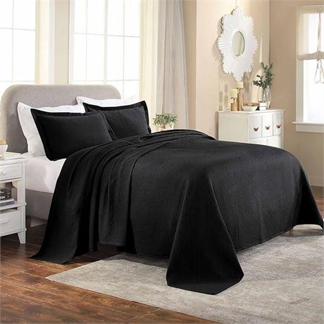 King Size black Quilt with Stripe Pattern, Summer Lightweight Thin Comforter