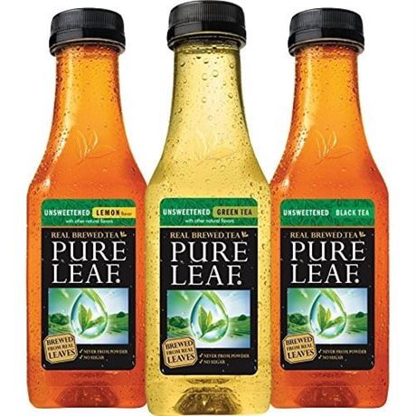 Pure Leaf Unsweetened Real Brewed Iced Tea Variety Pack, Bottled Tea Drink,