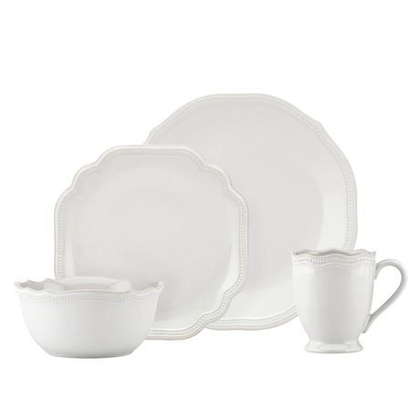 Macy's, Lenox 4-Piece French Perle Bead Dinner Set, White