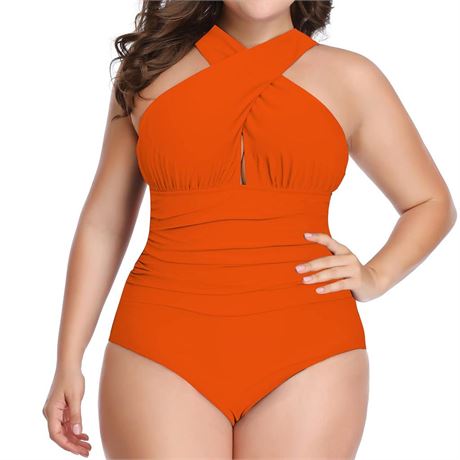 W YOU DI AN Women's Swimsuits Plus Size One Piece Tummy Control Ruched Full