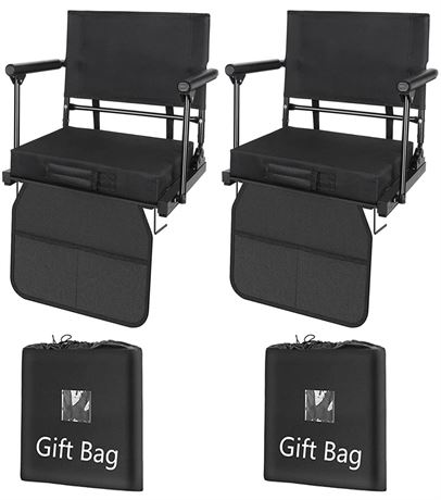 Heated Stadium Seat for Bleachers with Back Support & Armrests, Foldable