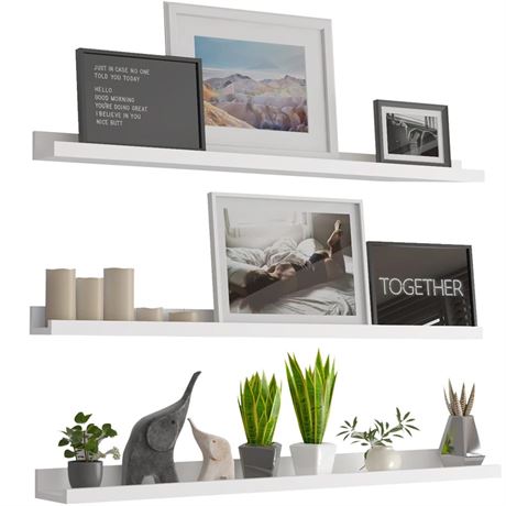 48 Inch Floating Shelves Wall Mounted Wall Shelves Set of 3,White Large Picture