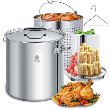 ARC 64-QT Large Stainless Steel Stockpot for Seafood Boiler Crawfish Pot with