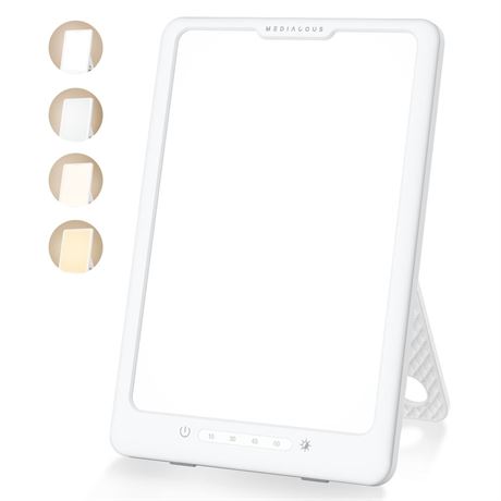 MediAcous UV-Free 10000Lux Light Therapy Lamp with 4 Brightness Levels & Color