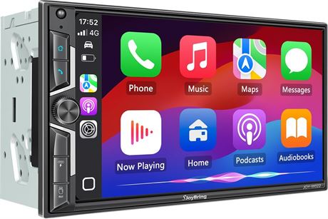 SJoyBring 7" QLED Double Din Car Stereo - Wireless Apple CarPlay & Android