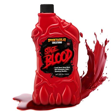 Spooktacular Creations 18 oz Fake Halloween Vampire Blood Bottle Fake Blood