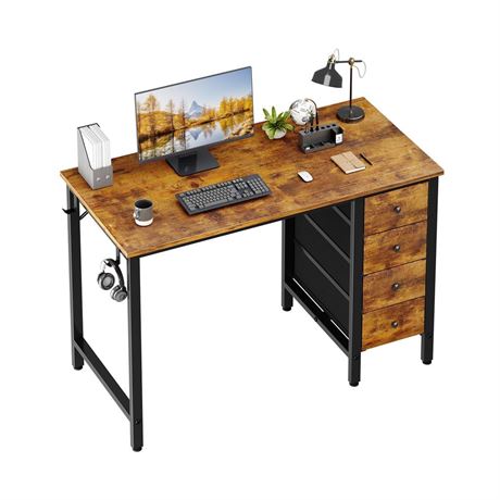 Lufeiya 40 inch Computer Desk with 4 Fabric Drawers, Kids Student Small Desks