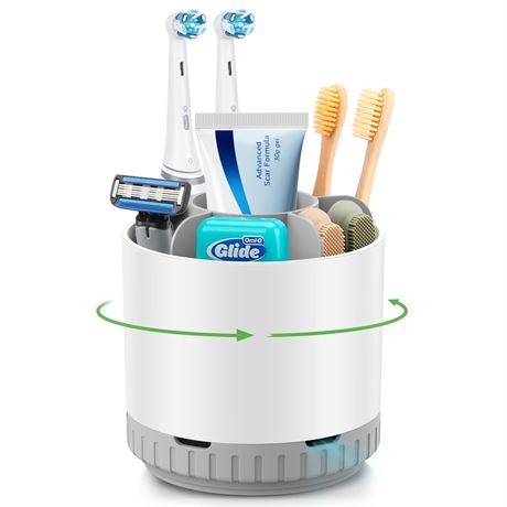 GFWARE Toothbrush Holders for Bathrooms - White Rotating Kids Electric