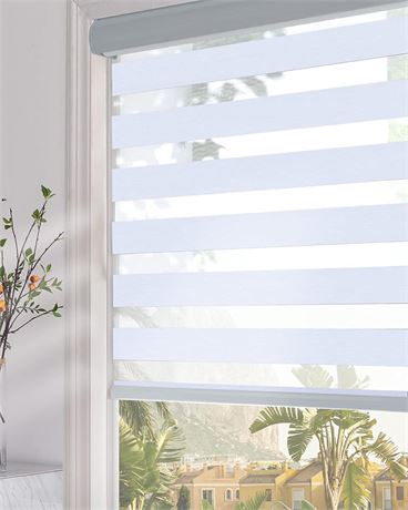 Persilux Blackout Zebra Blinds Dual Layer Roller Shades (46" W X 64" H, Light