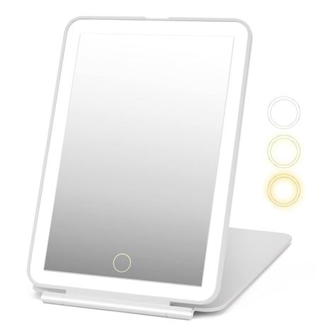 Rechargeable Travel Makeup Mirror with Light, Vanity Mirror with 3 Color