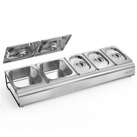 Onlyfire Pizza Topping Station Stainless Steel Seasoning Containers with Lid, 5