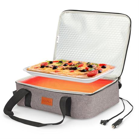 Food Warmer Electric Casserole Carrier - Large Heated Lunch Bag for Car Truck,