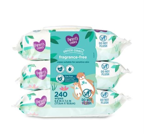 Parent's Choice Fragrance Free Baby Wipes, 300 Count